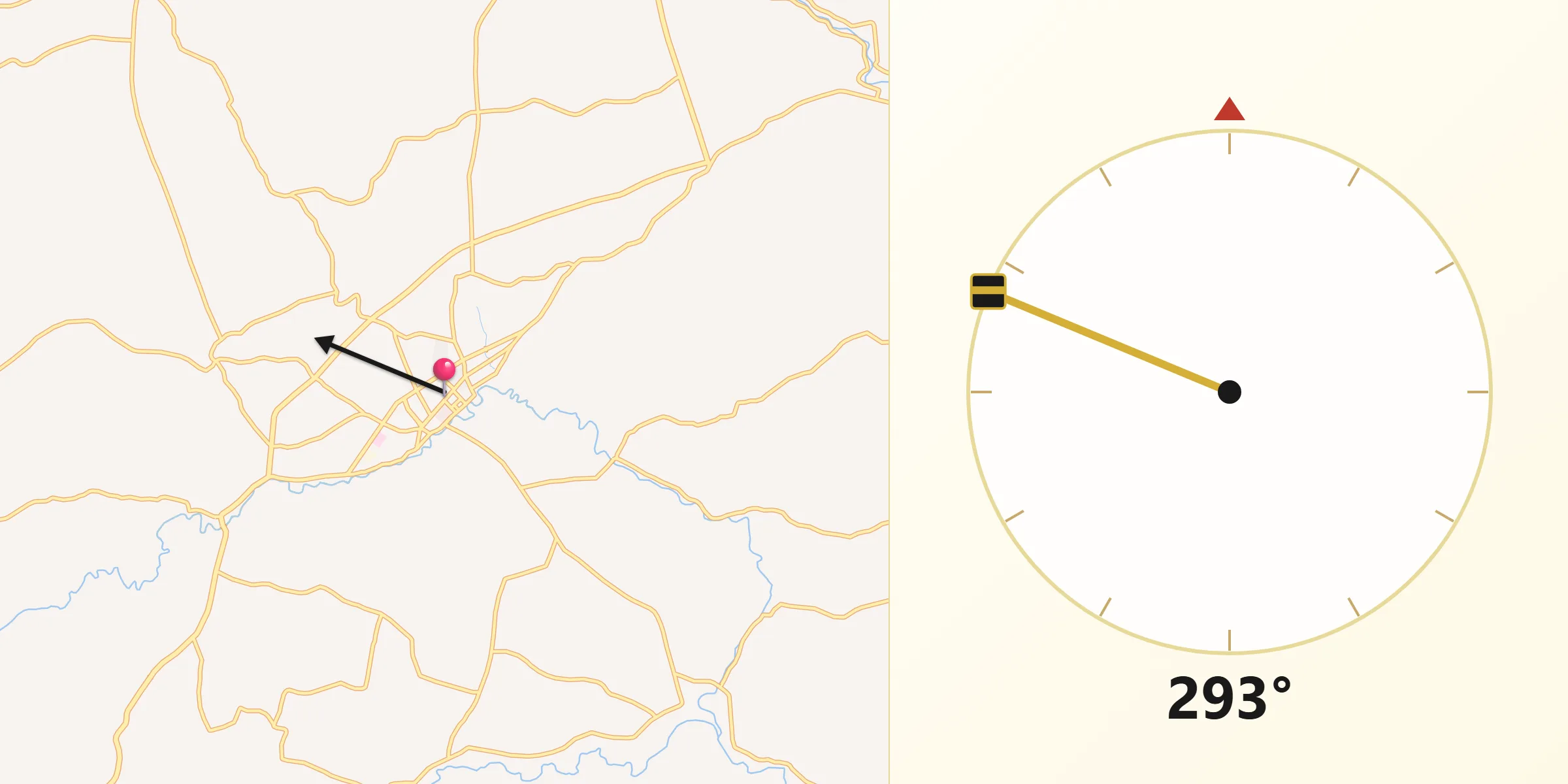 Direction vers la Qibla depuis Barabai