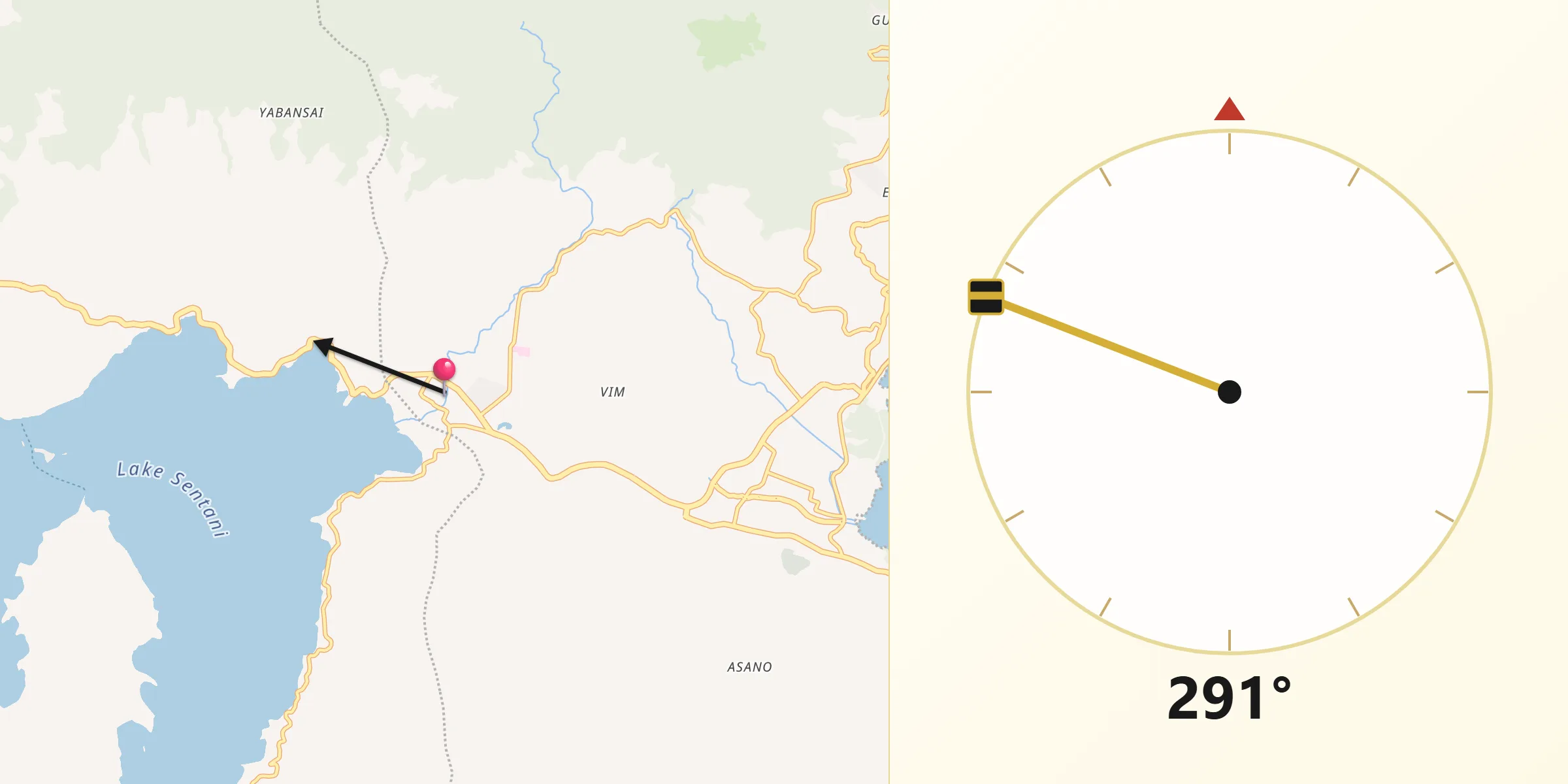 Direction vers la Qibla depuis Abepura