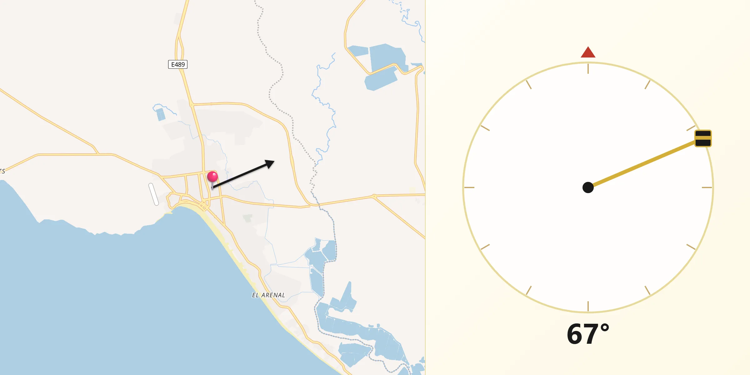 Dirección de la Qibla desde General Villamil
