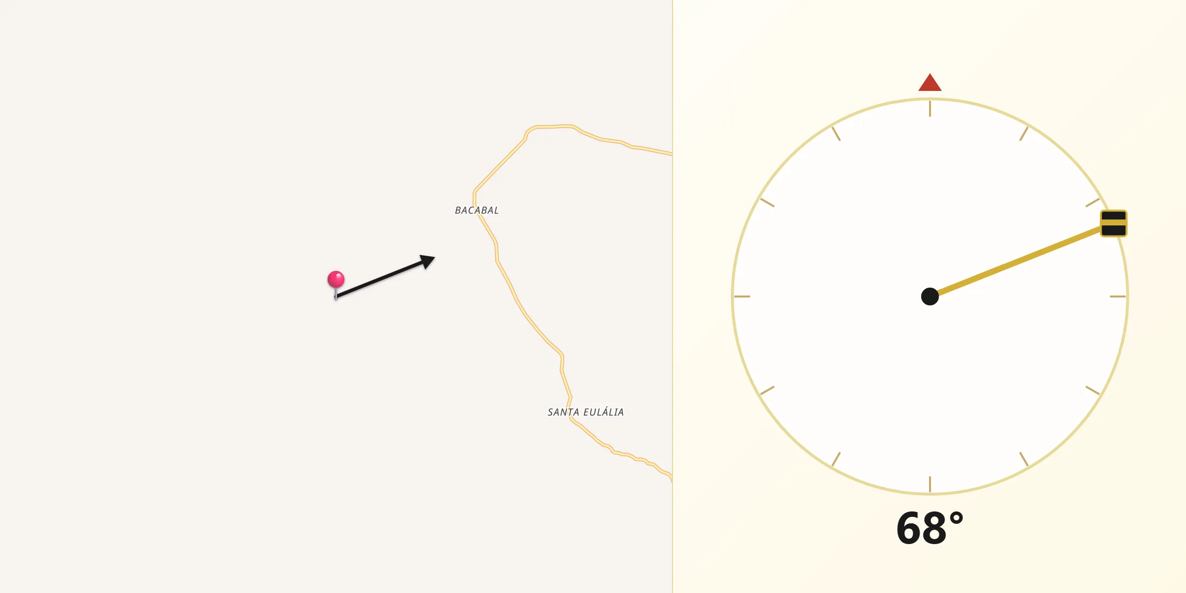 Direção da Qibla a partir de Pinheiro