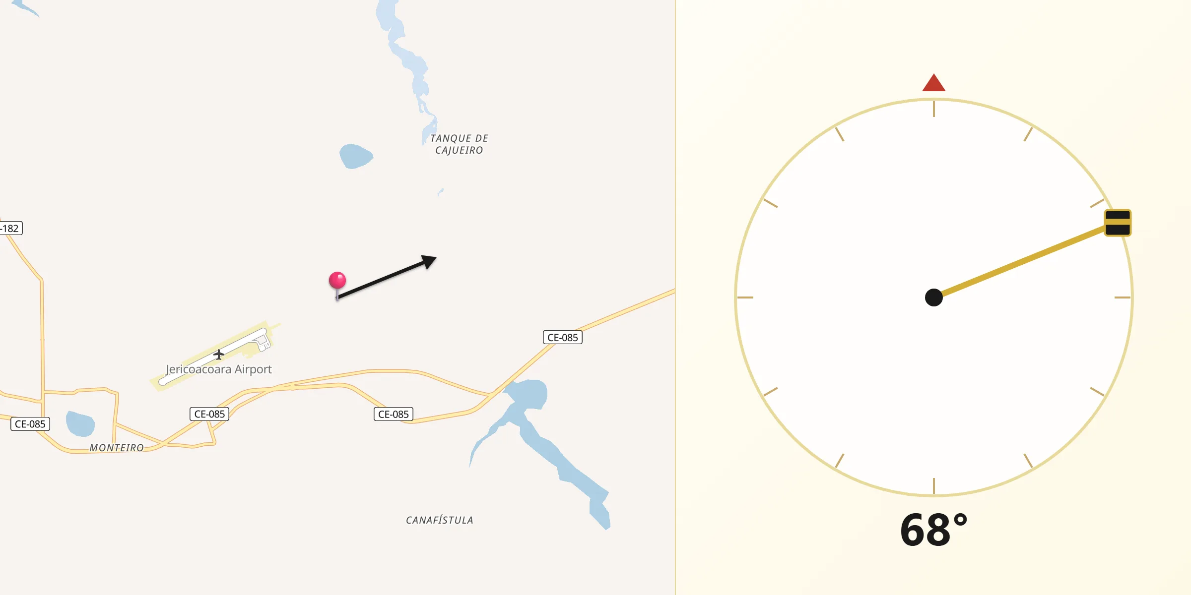 Direção da Qibla a partir de Cruz