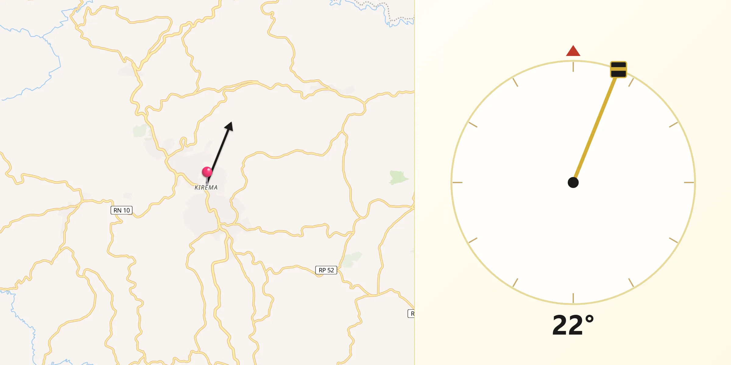 Direction vers la Qibla depuis Kayanza