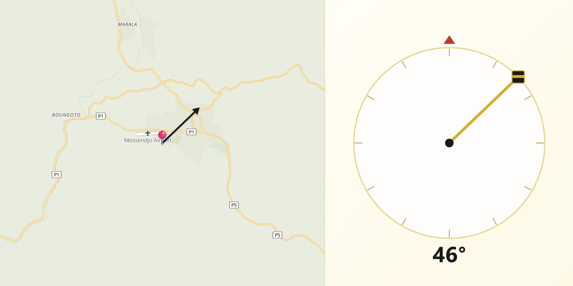 Direction vers la Qibla depuis Mossendjo