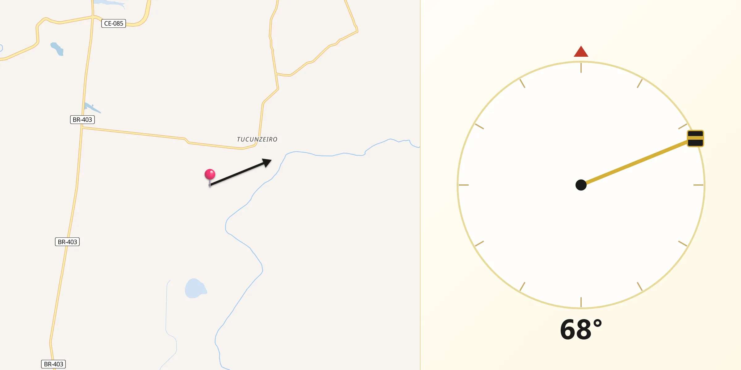 Direção da Qibla a partir de Acaraú