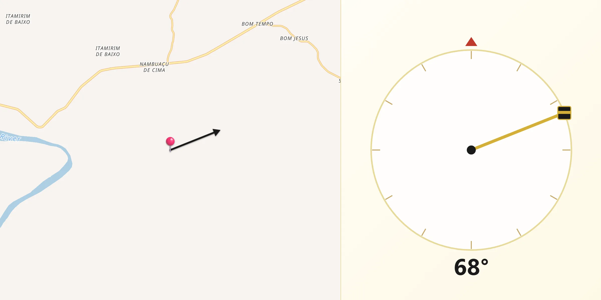 Direção da Qibla a partir de Rosário