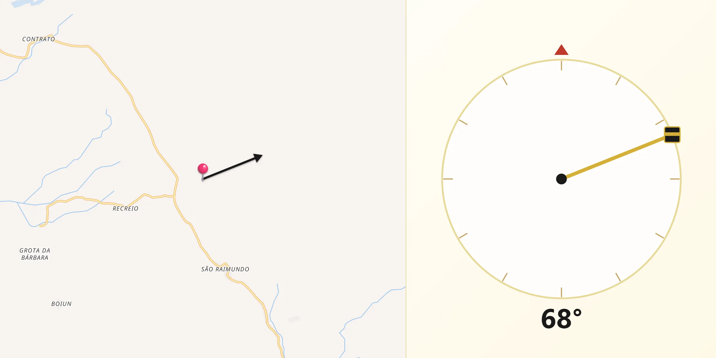 Direção da Qibla a partir de Morros