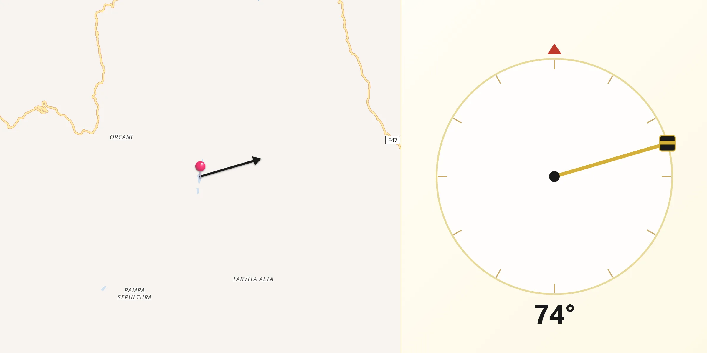 Dirección de la Qibla desde Provincia Azurduy