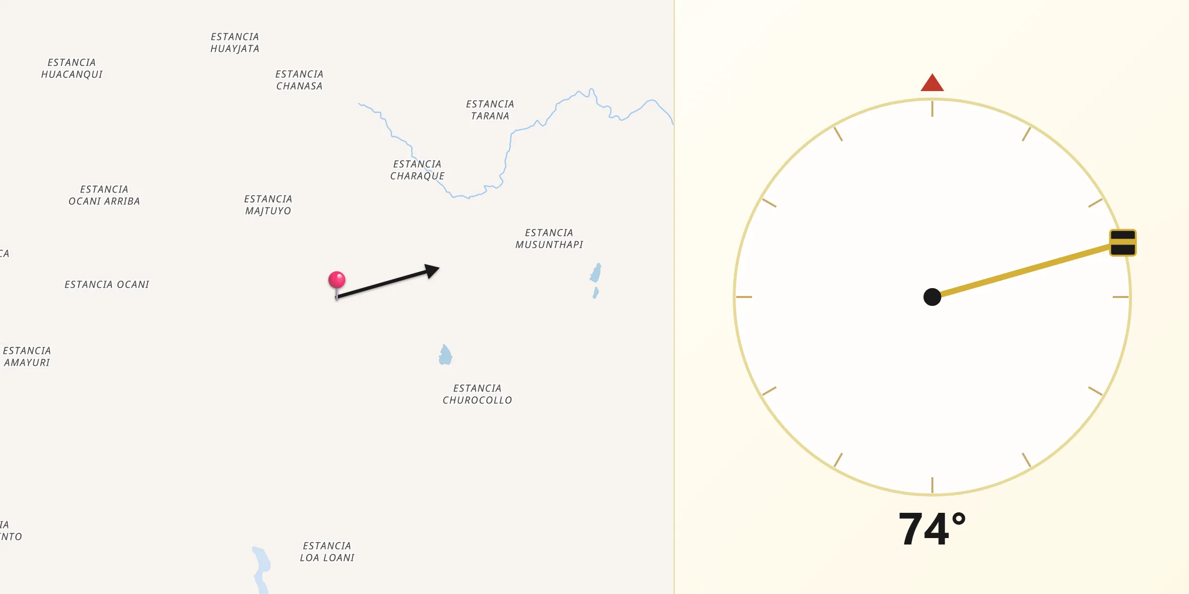 Dirección de la Qibla desde Provincia Quijarro