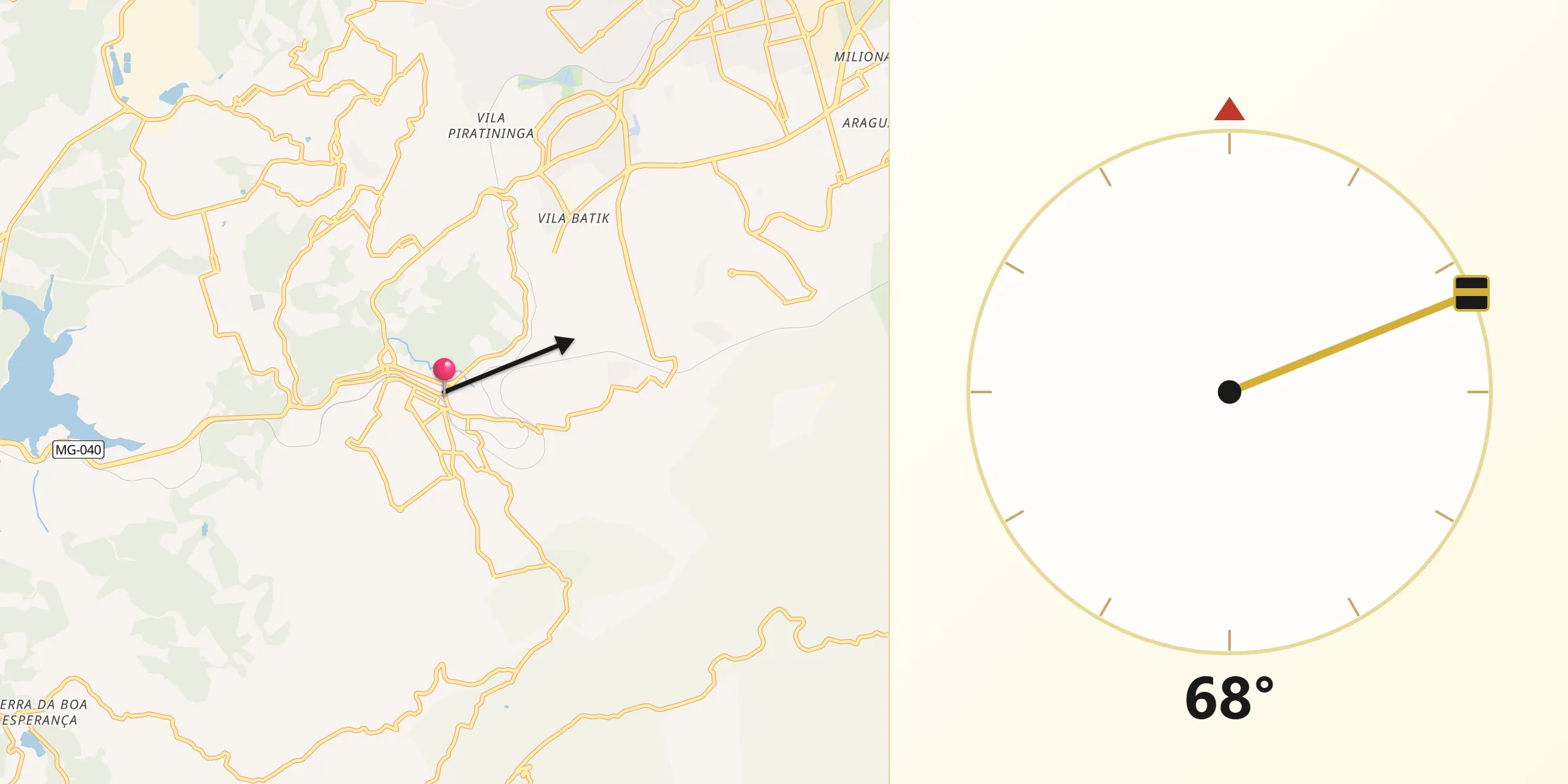 Direção da Qibla a partir de Ibirité