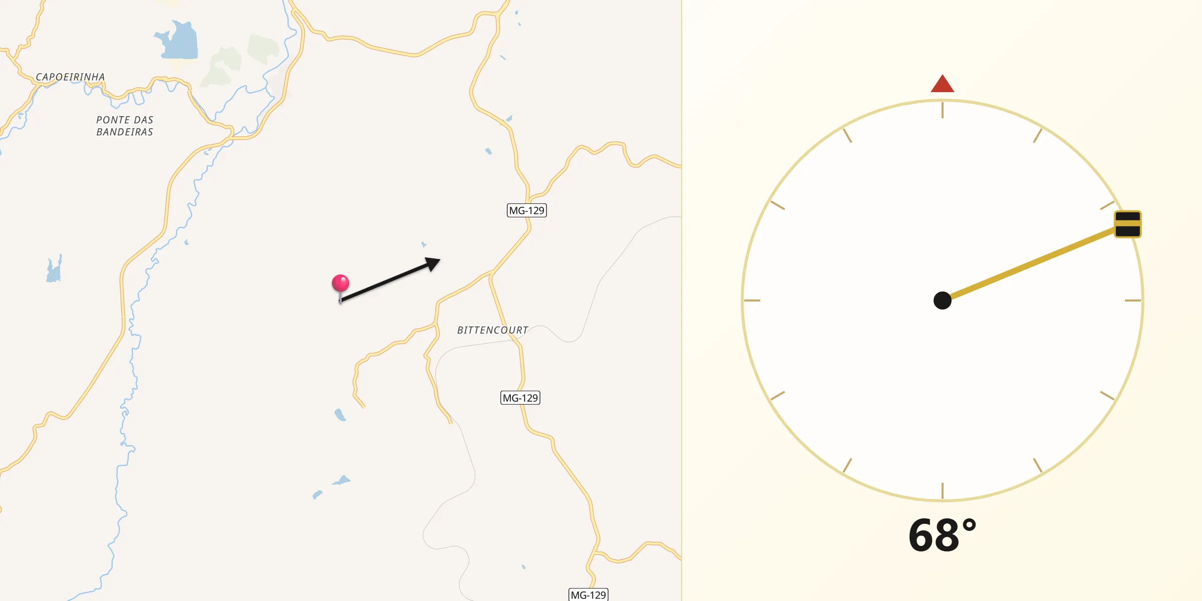 Direção da Qibla a partir de Santa Bárbara