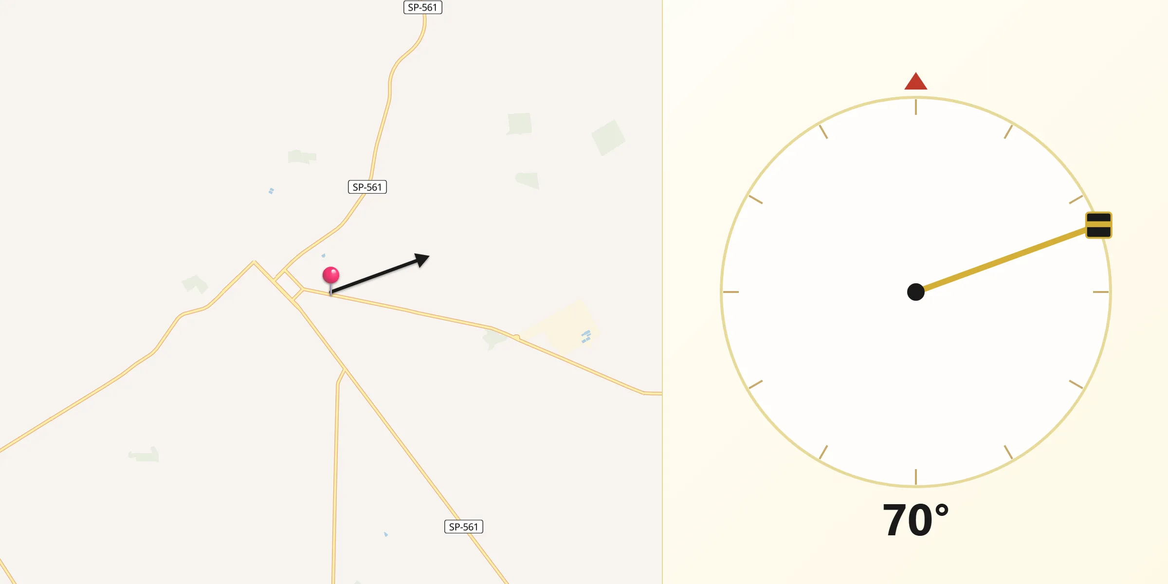 Direção da Qibla a partir de Santa Albertina