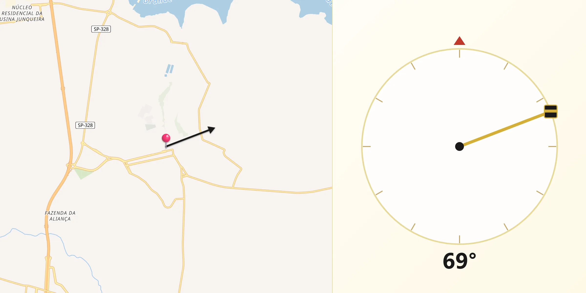 Direção da Qibla a partir de Igarapava