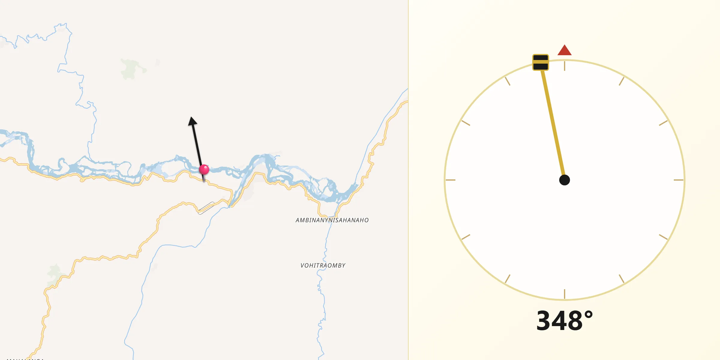 Direction vers la Qibla depuis Marolambo