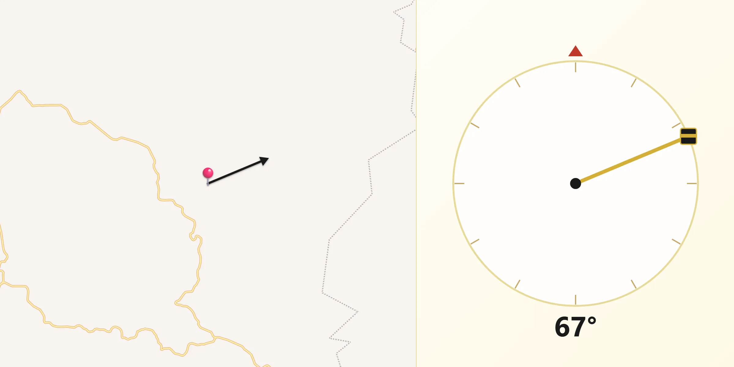 Direção da Qibla a partir de São Pedro dos Ferros