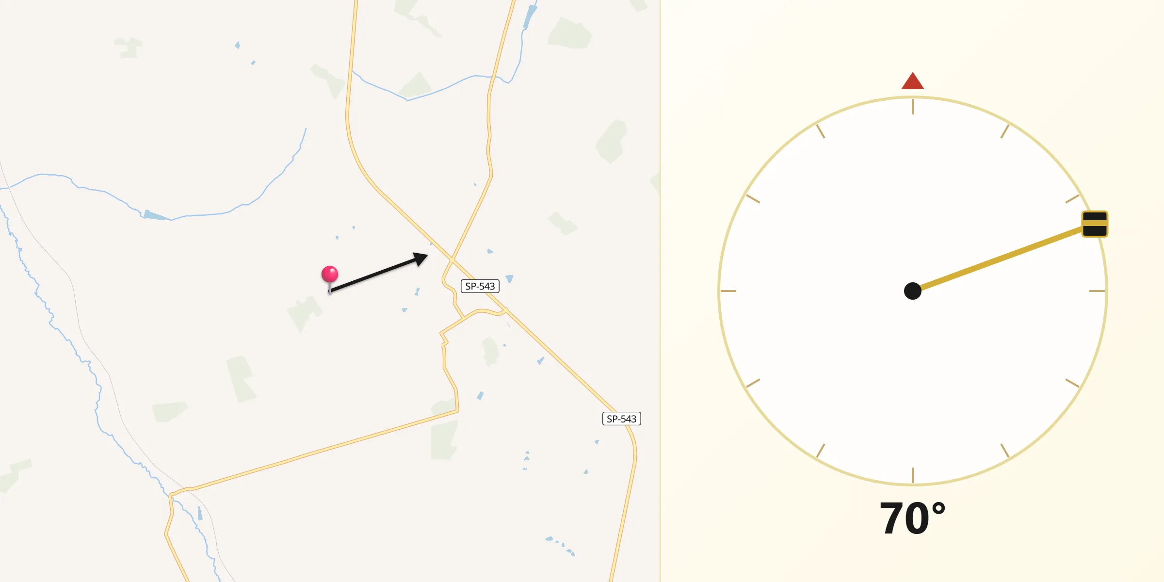 Direção da Qibla a partir de Guarani d'Oeste