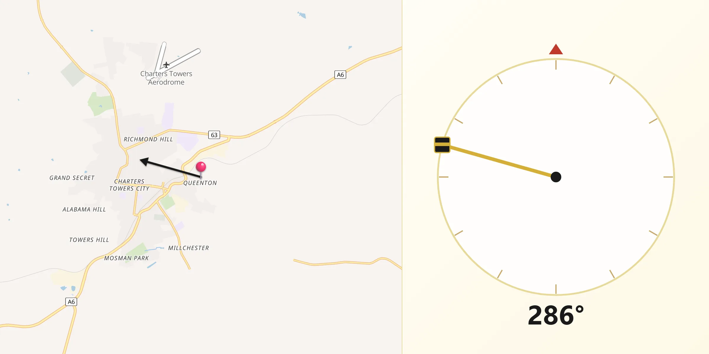 Qibla Direction from Queenton