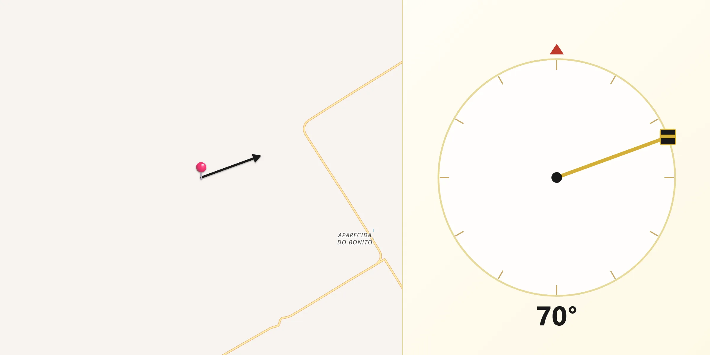 Direção da Qibla a partir de Santa Rita d'Oeste