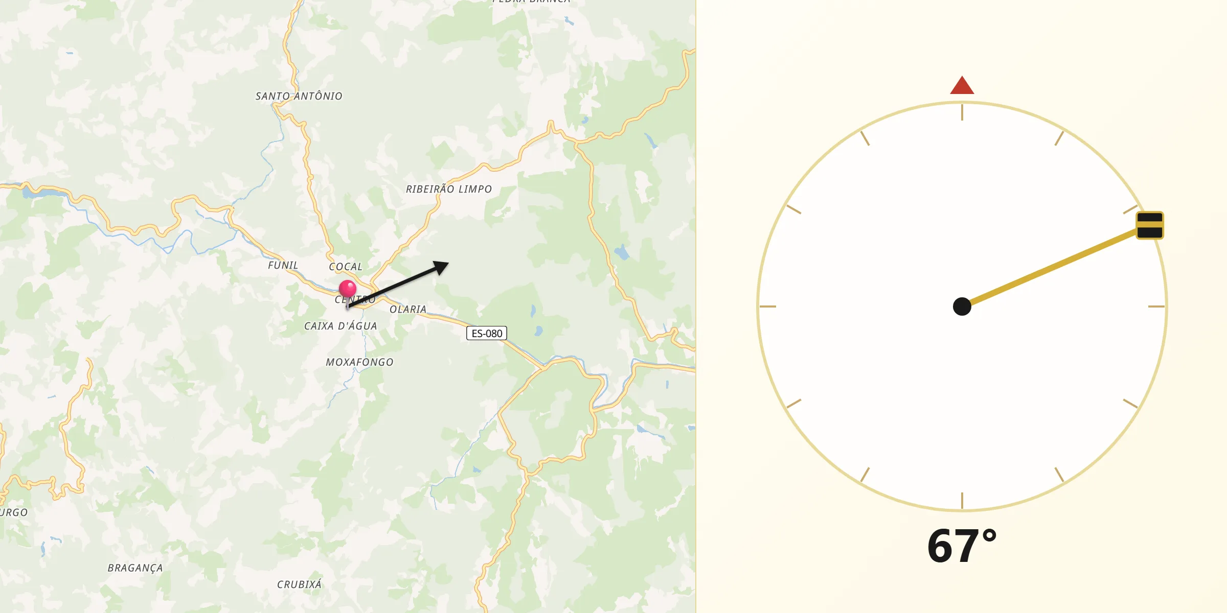 Direção da Qibla a partir de Santa Leopoldina