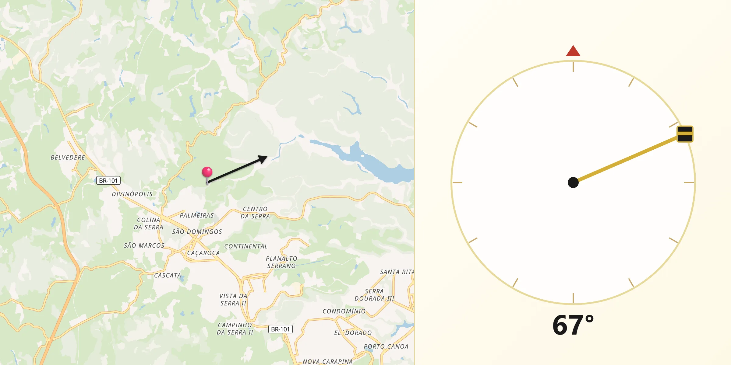 Direção da Qibla a partir de Serra