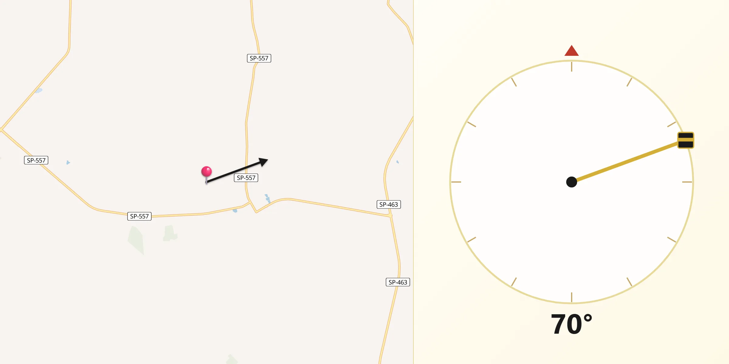 Direção da Qibla a partir de Dolcinópolis