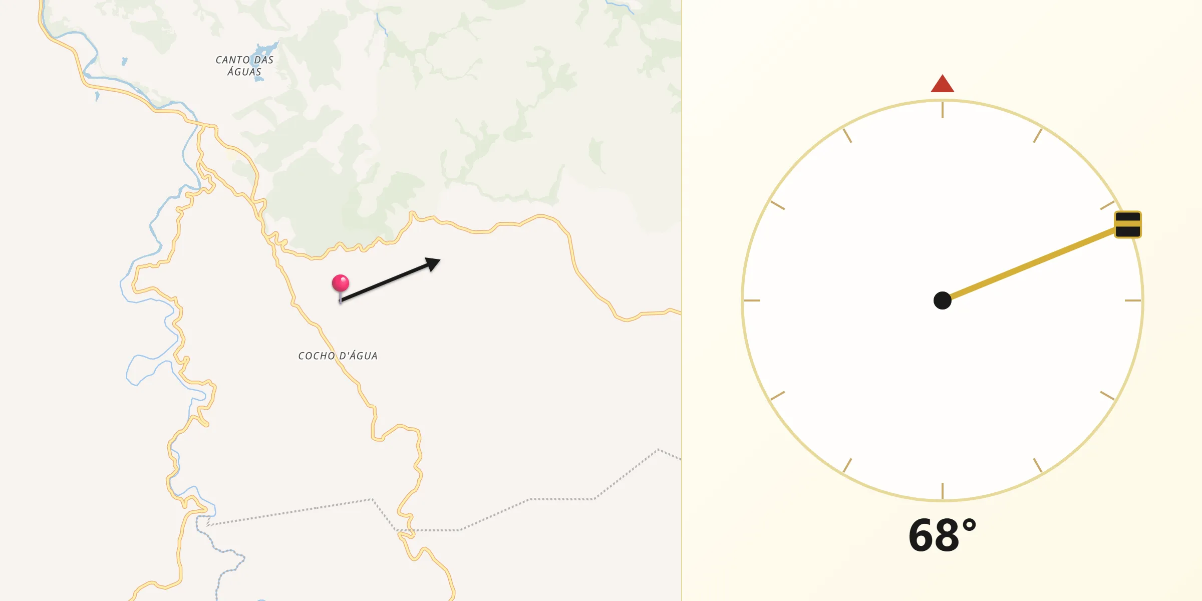 Direção da Qibla a partir de Rio Acima