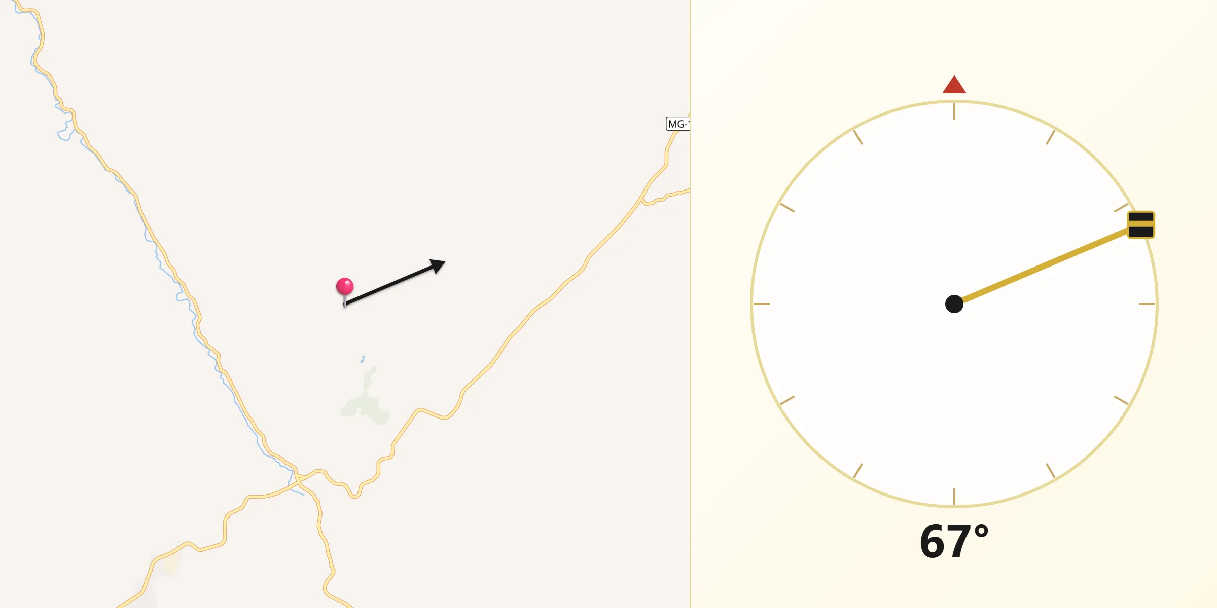Direção da Qibla a partir de Lajinha