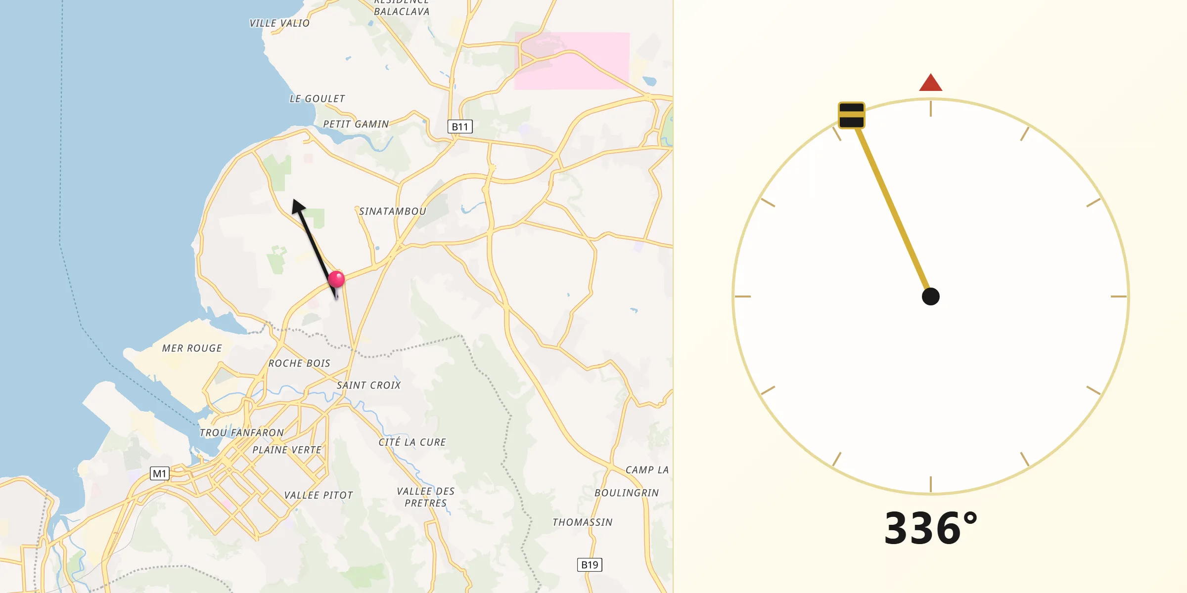 Direction vers la Qibla depuis Le Hochet