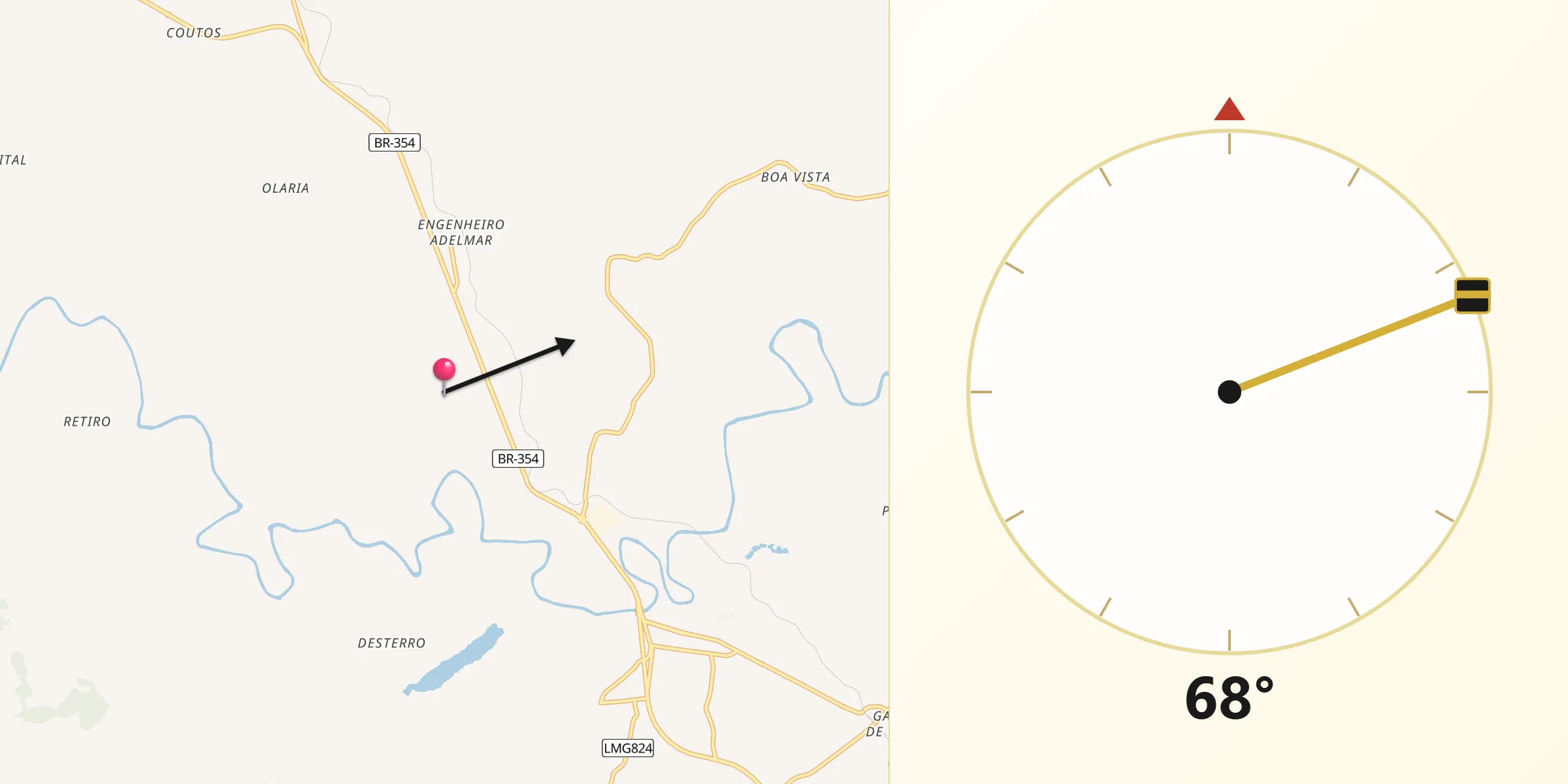 Direção da Qibla a partir de Iguatama