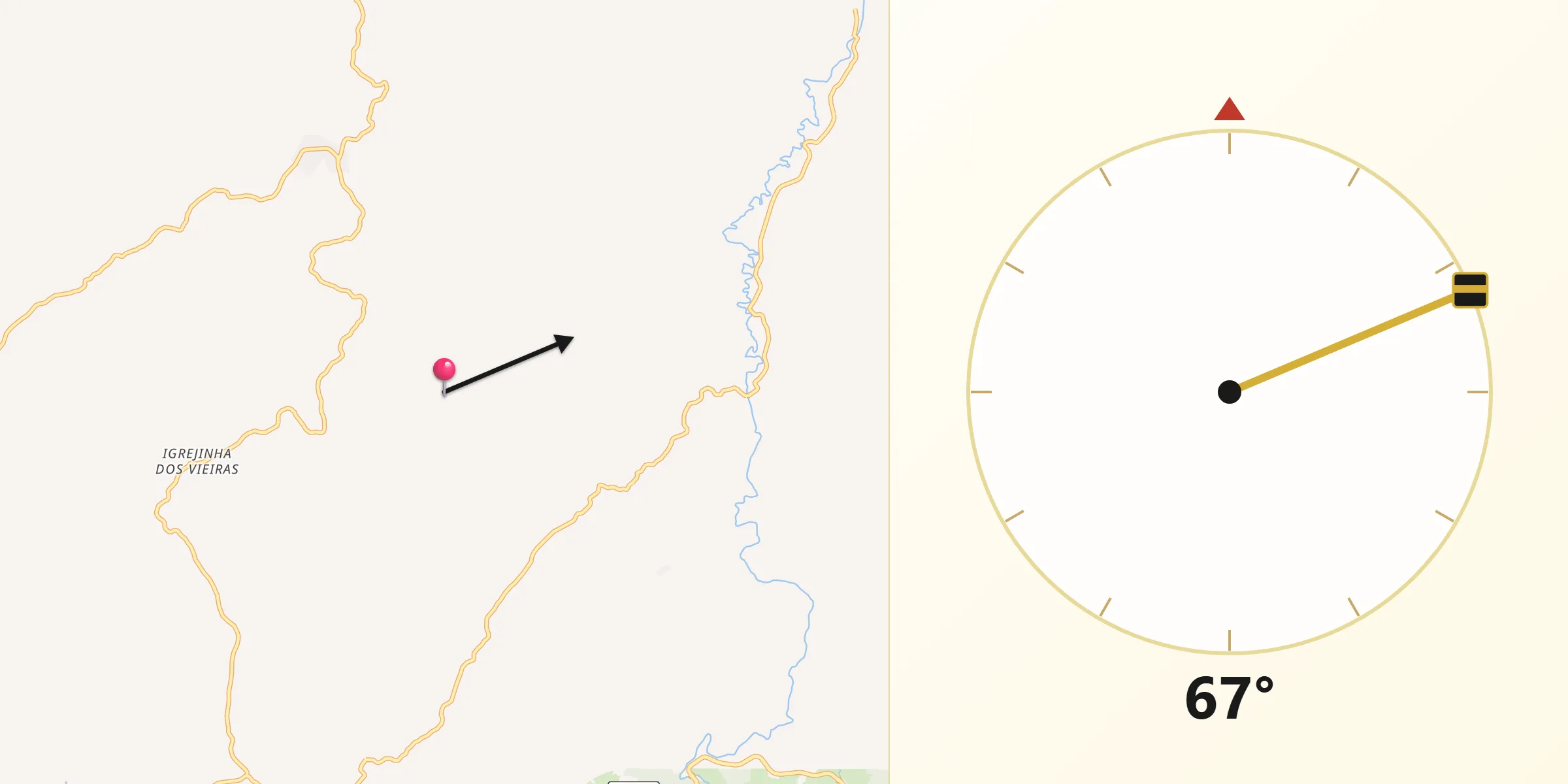 Direção da Qibla a partir de Durandé