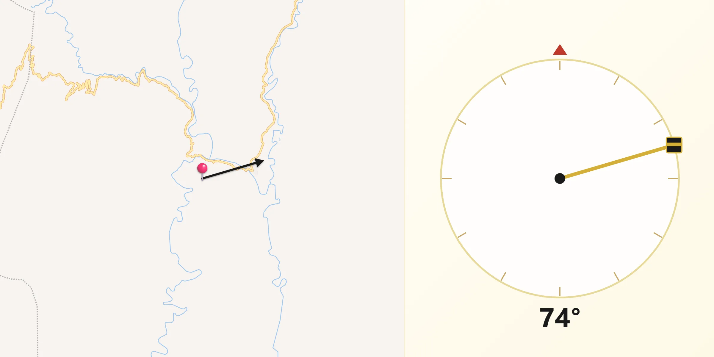 Dirección de la Qibla desde Provincia Hernando Siles