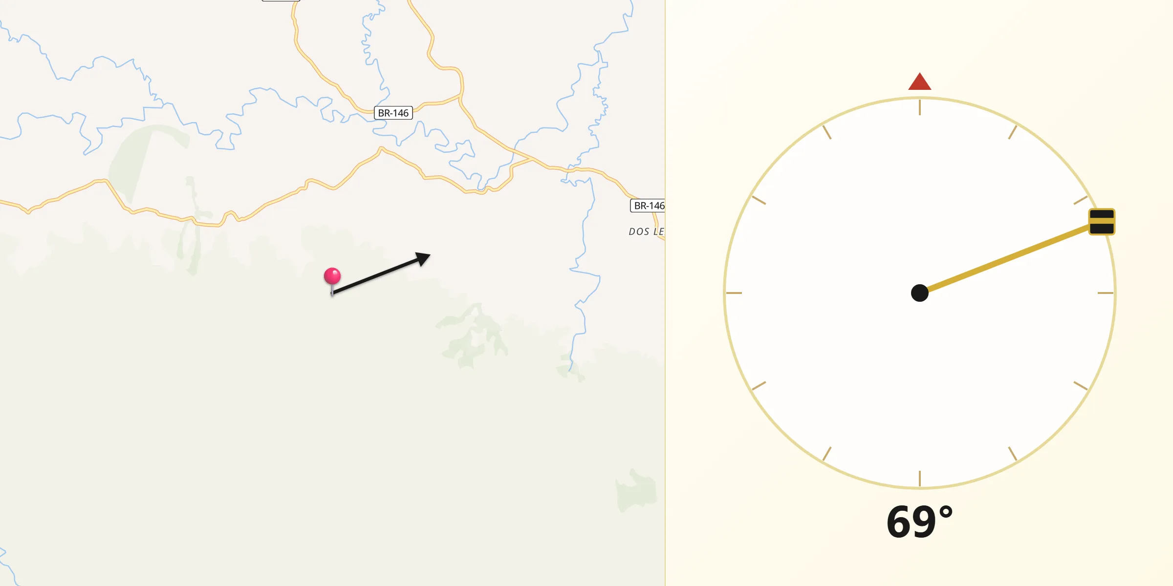 Direção da Qibla a partir de São Roque de Minas