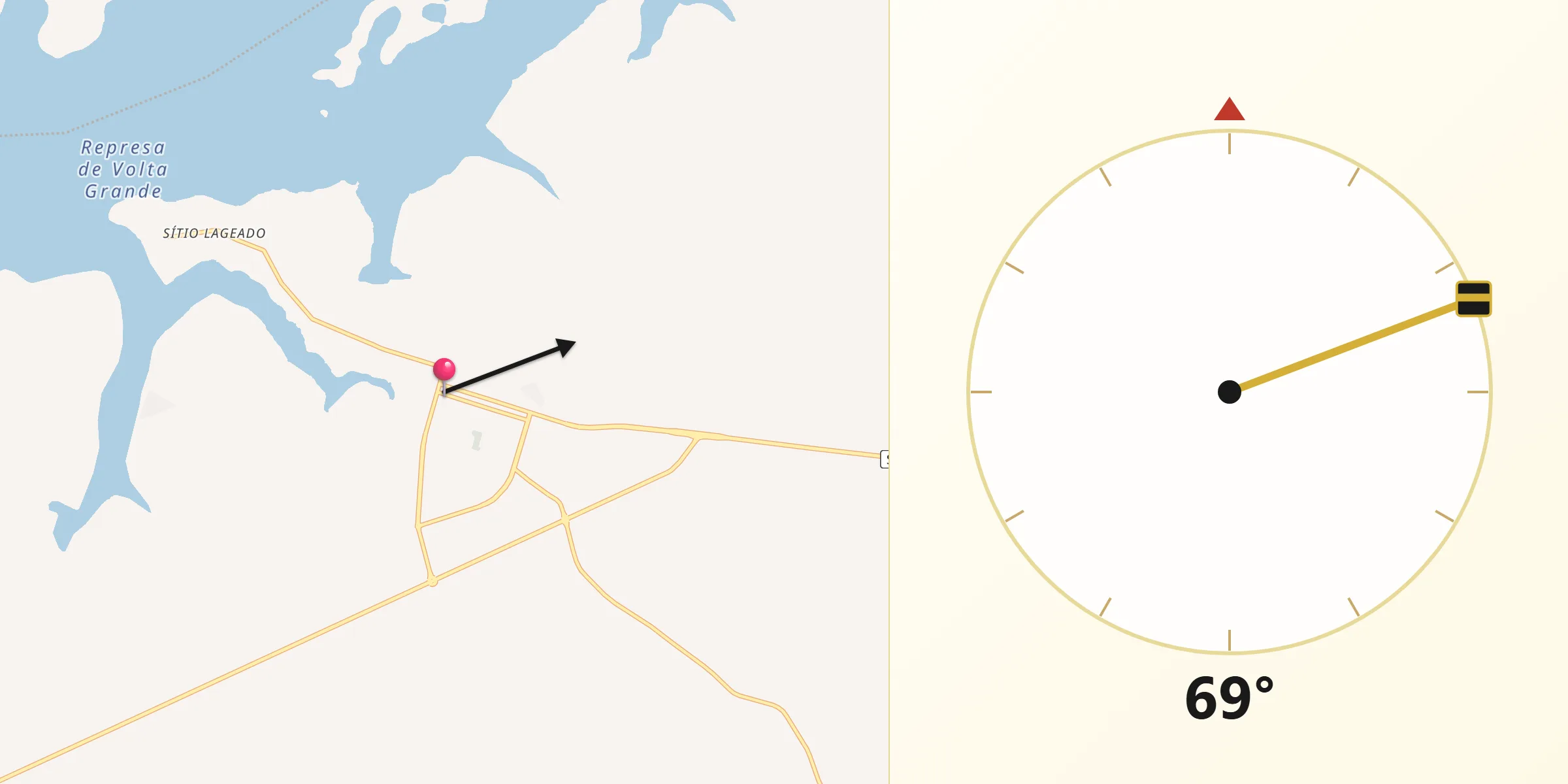Direção da Qibla a partir de Miguelópolis