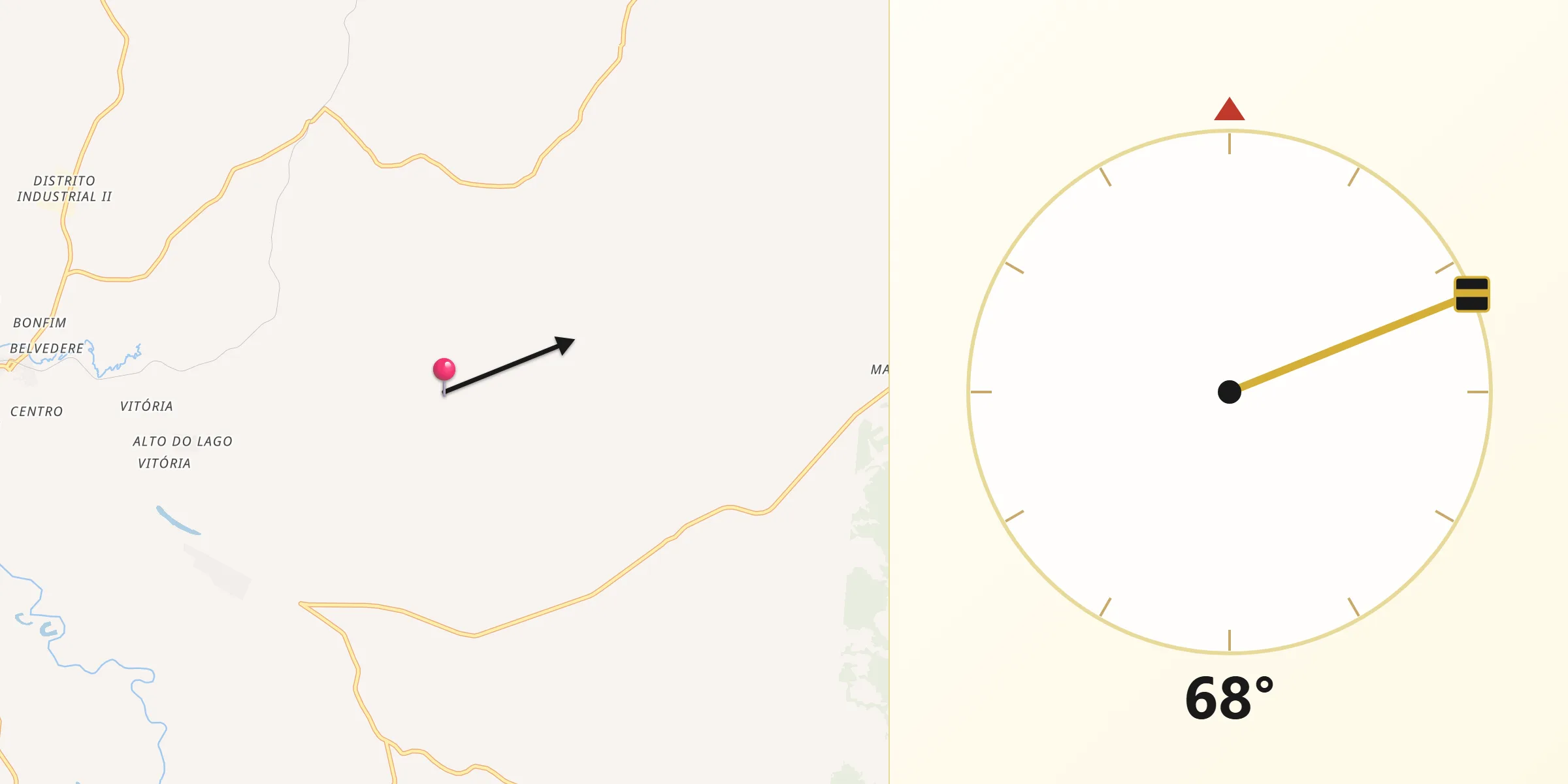 Direção da Qibla a partir de Carmo do Cajuru