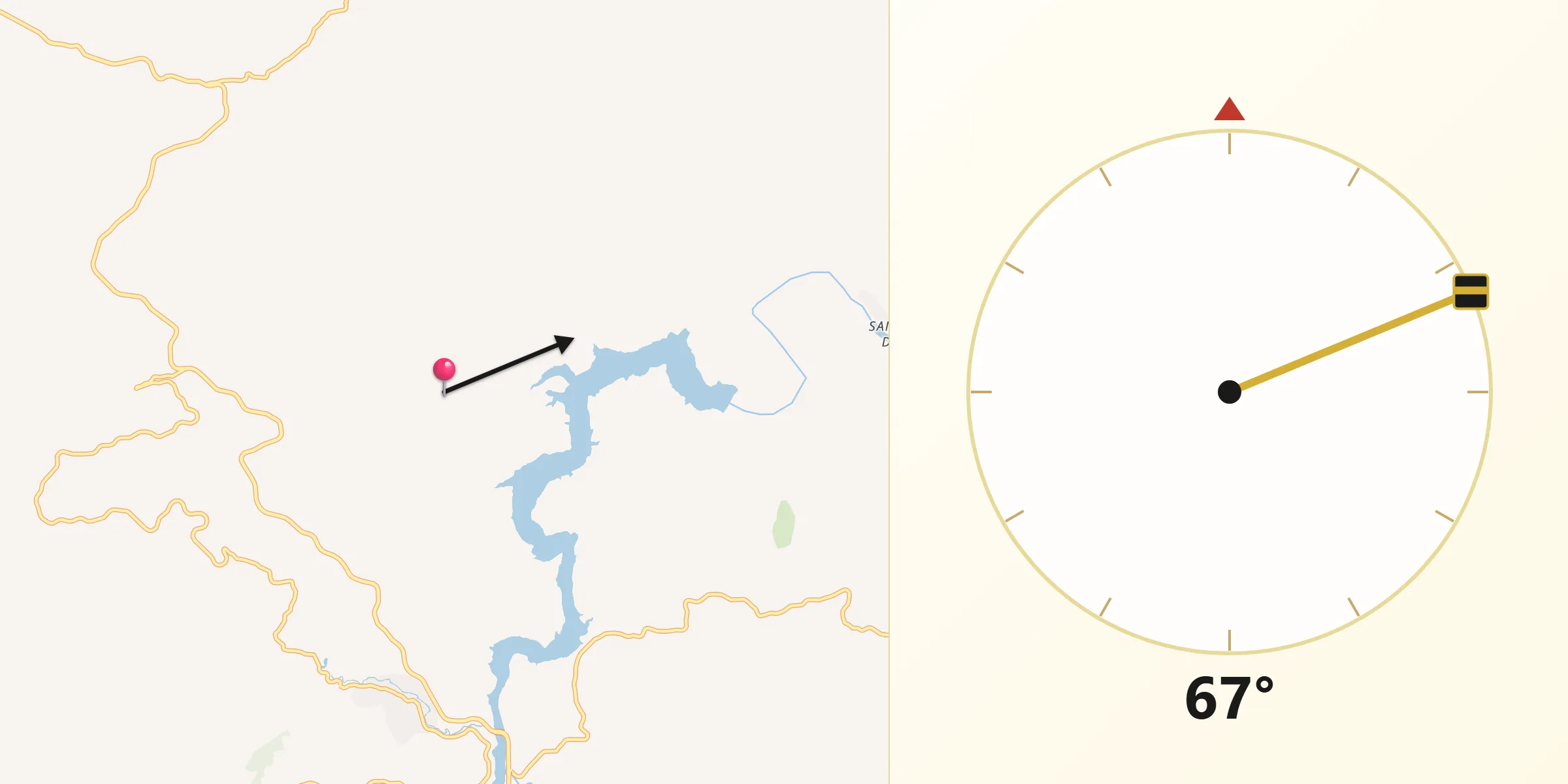Direção da Qibla a partir de Rio Doce