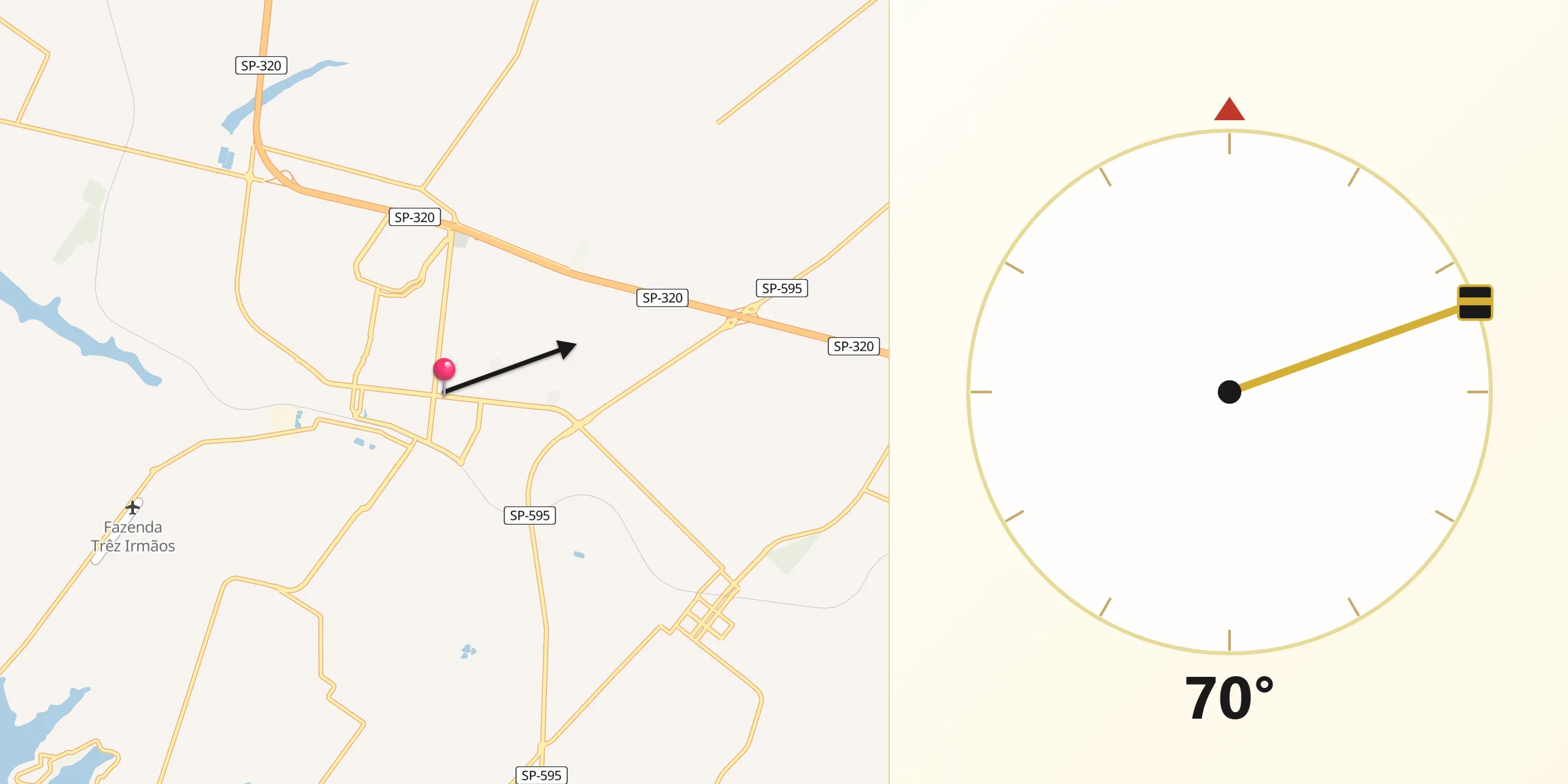 Direção da Qibla a partir de Santa Fé do Sul