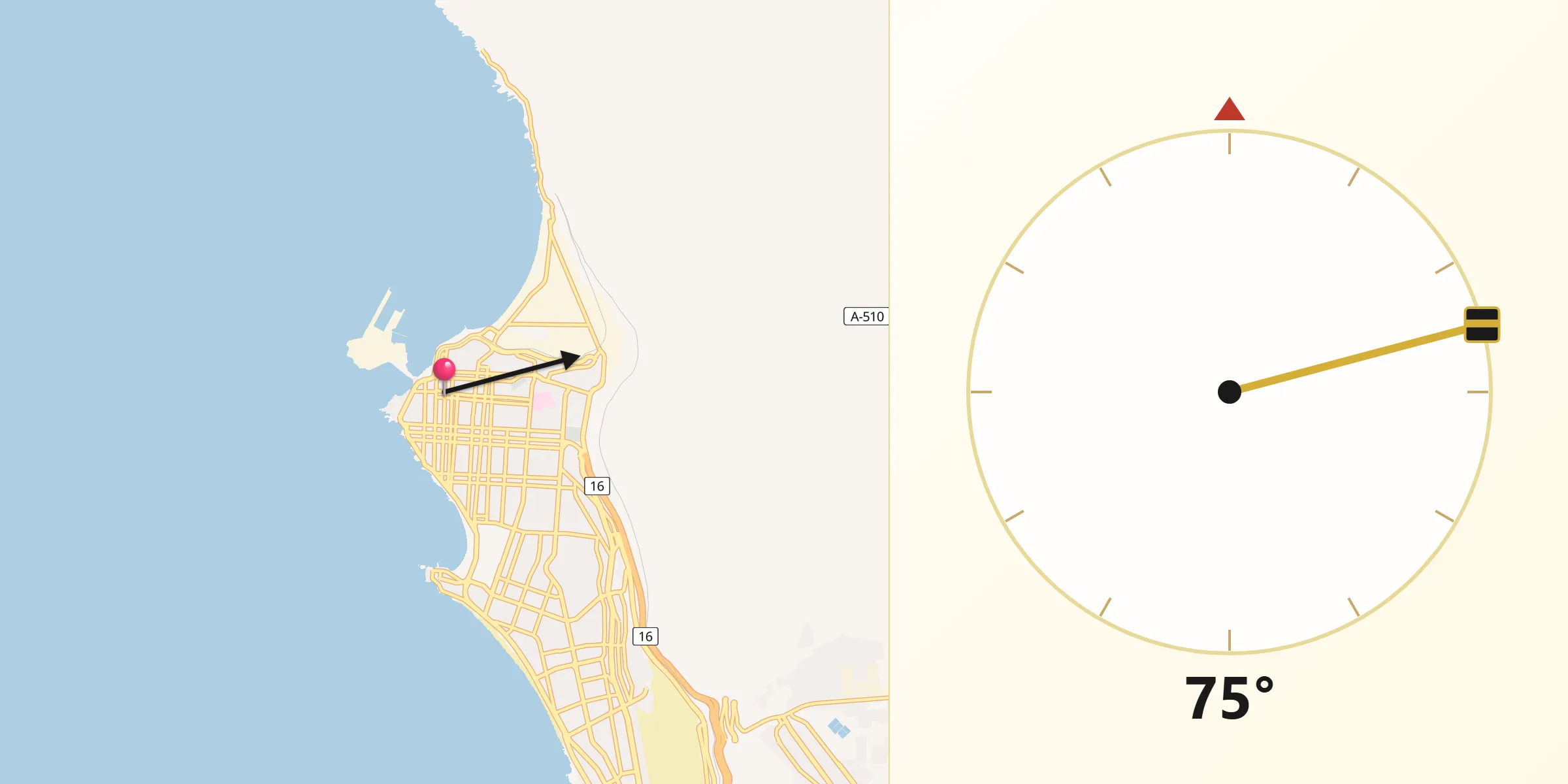 Dirección de la Qibla desde Iquique