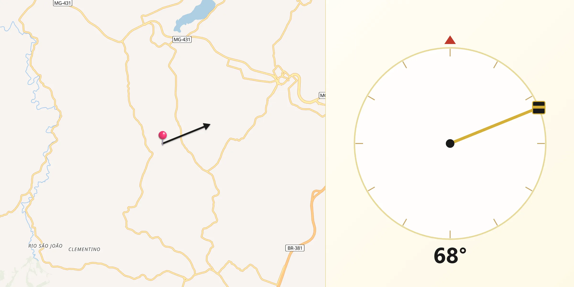 Direção da Qibla a partir de Itatiaiuçu