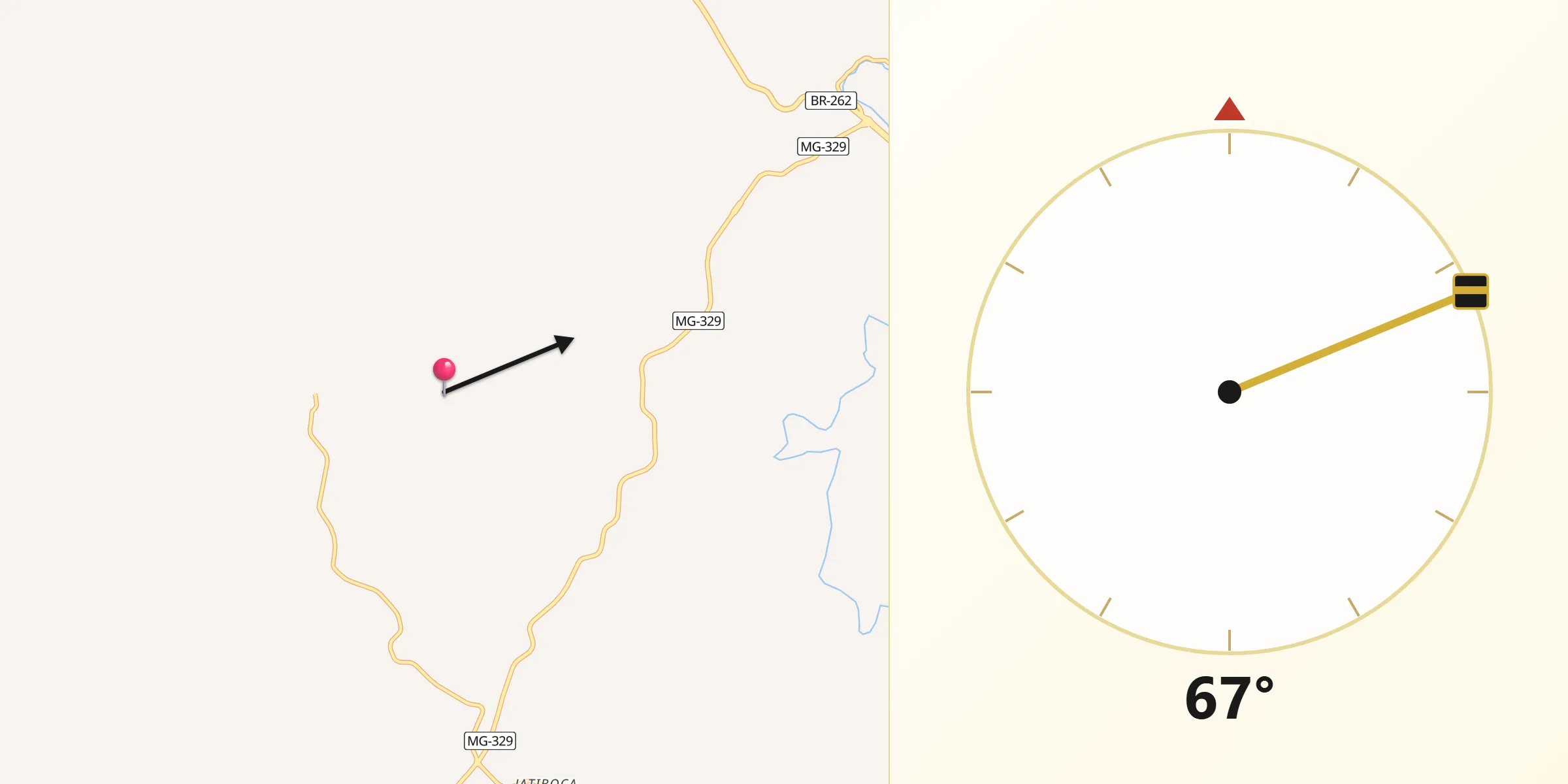 Direção da Qibla a partir de Piedade de Ponte Nova