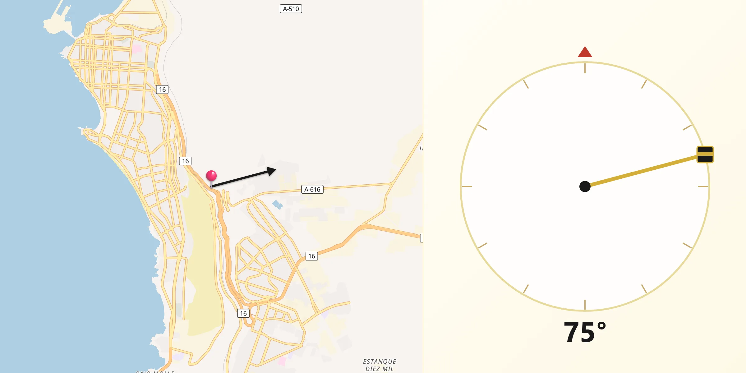 Dirección de la Qibla desde Alto Hospicio