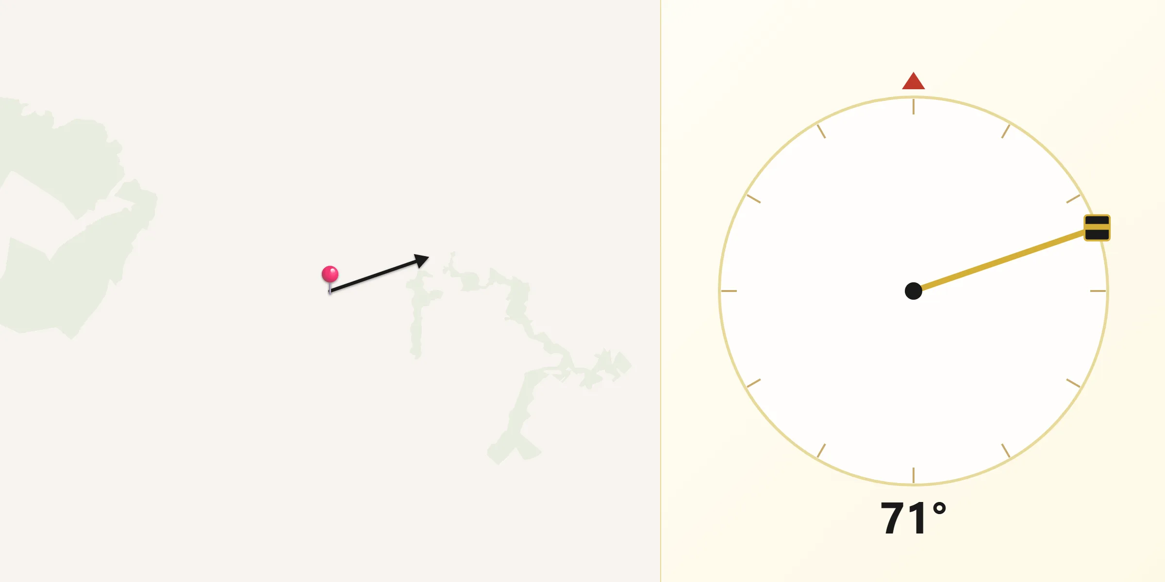 Direção da Qibla a partir de Jaraguari