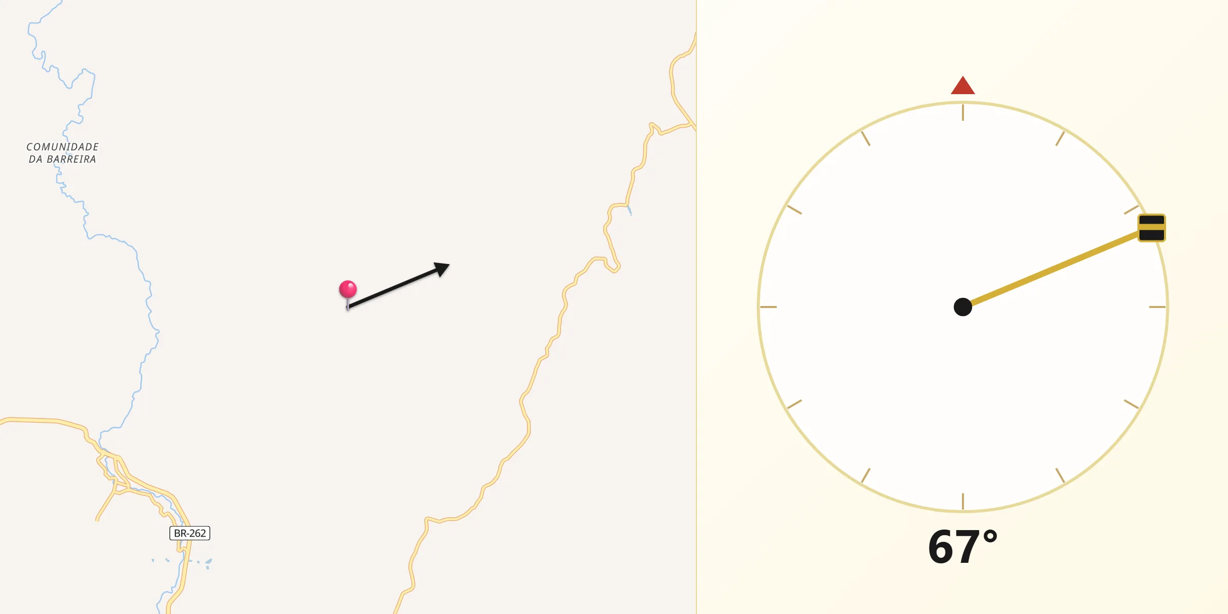 Direção da Qibla a partir de Abre Campo