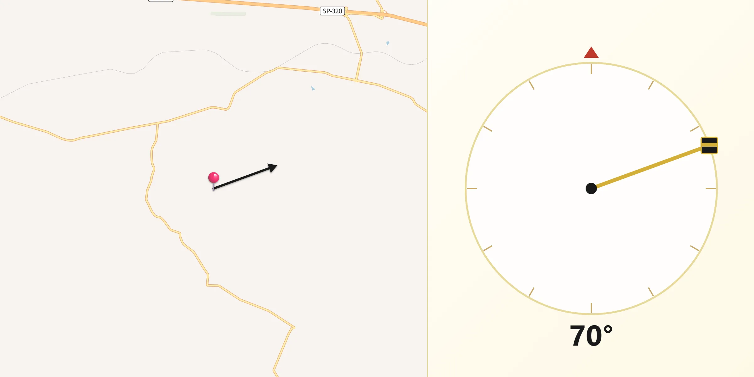 Direção da Qibla a partir de Santa Salete