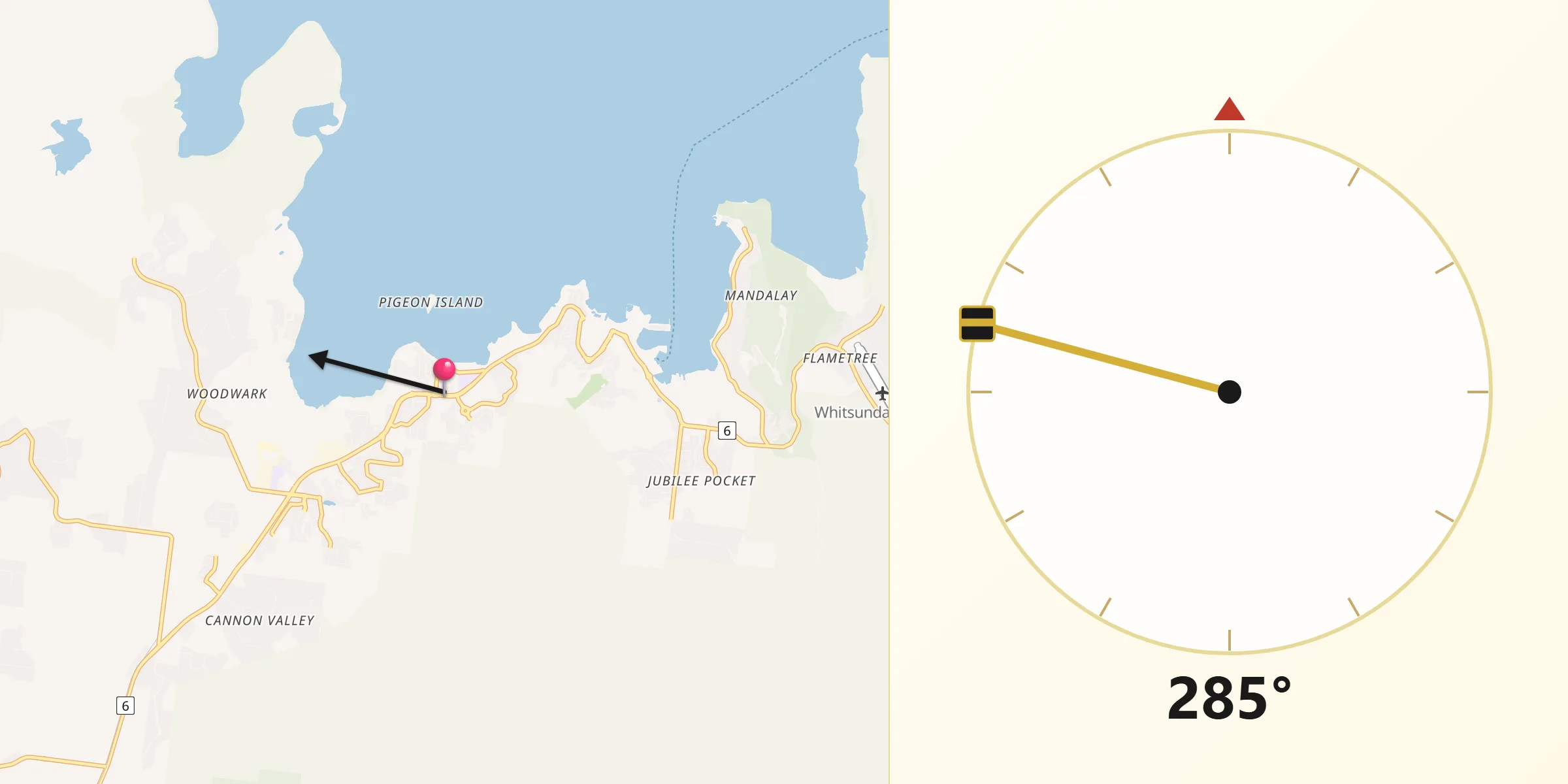 Qibla Direction from Cannonvale