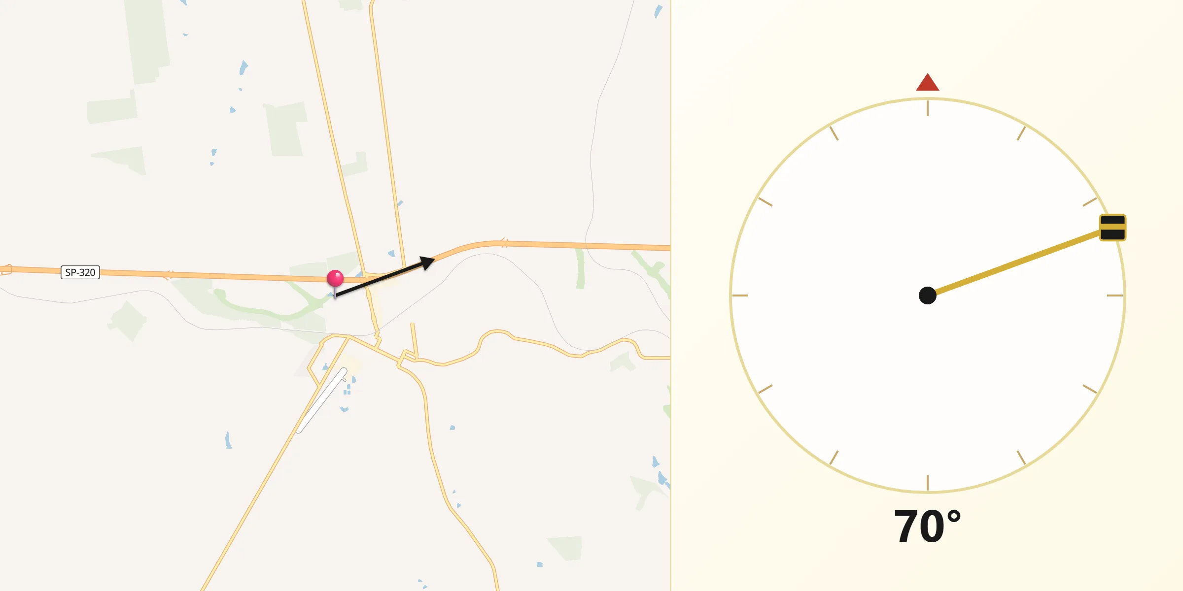 Direção da Qibla a partir de Estrela d'Oeste