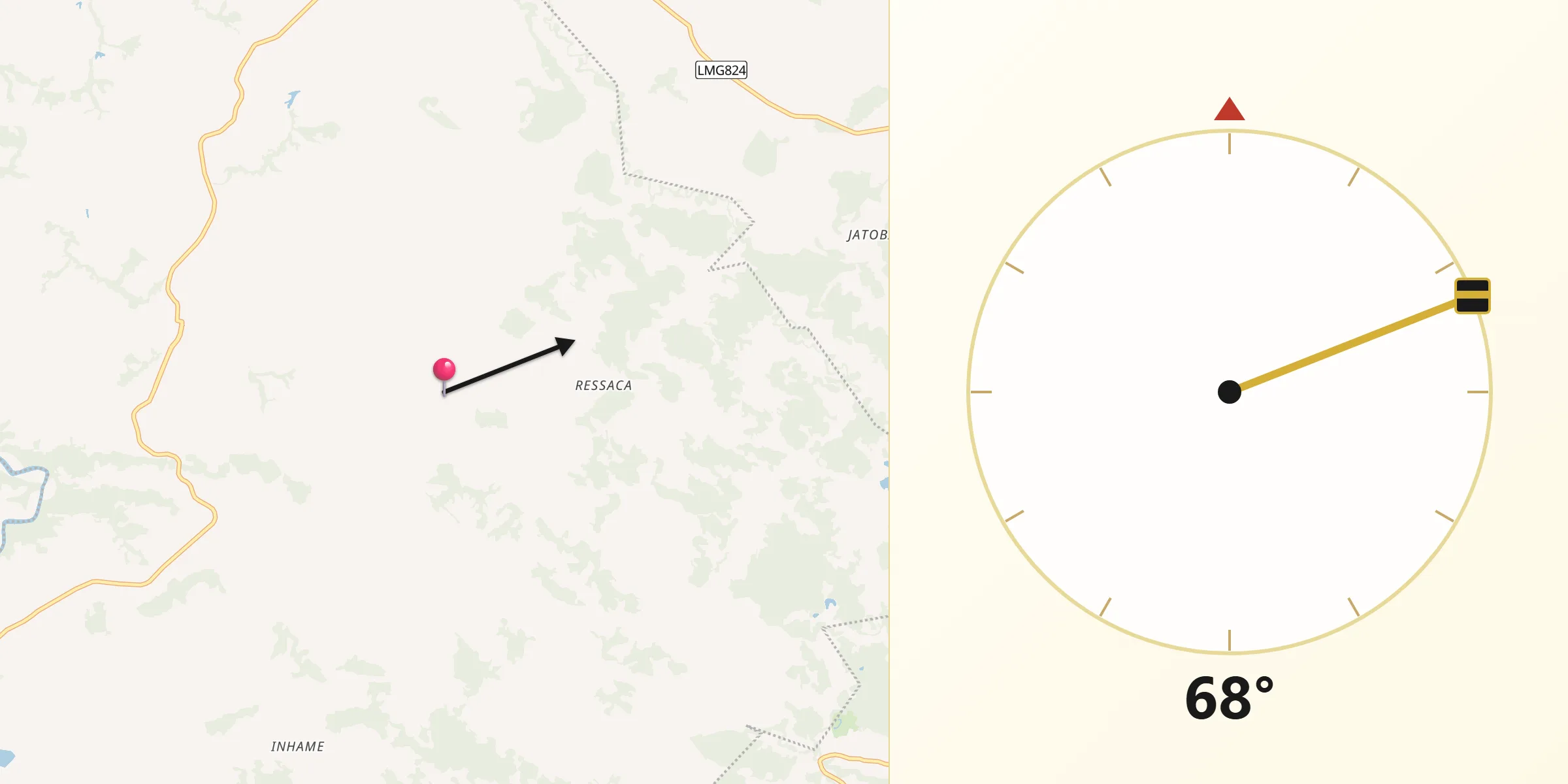 Direção da Qibla a partir de Doresópolis