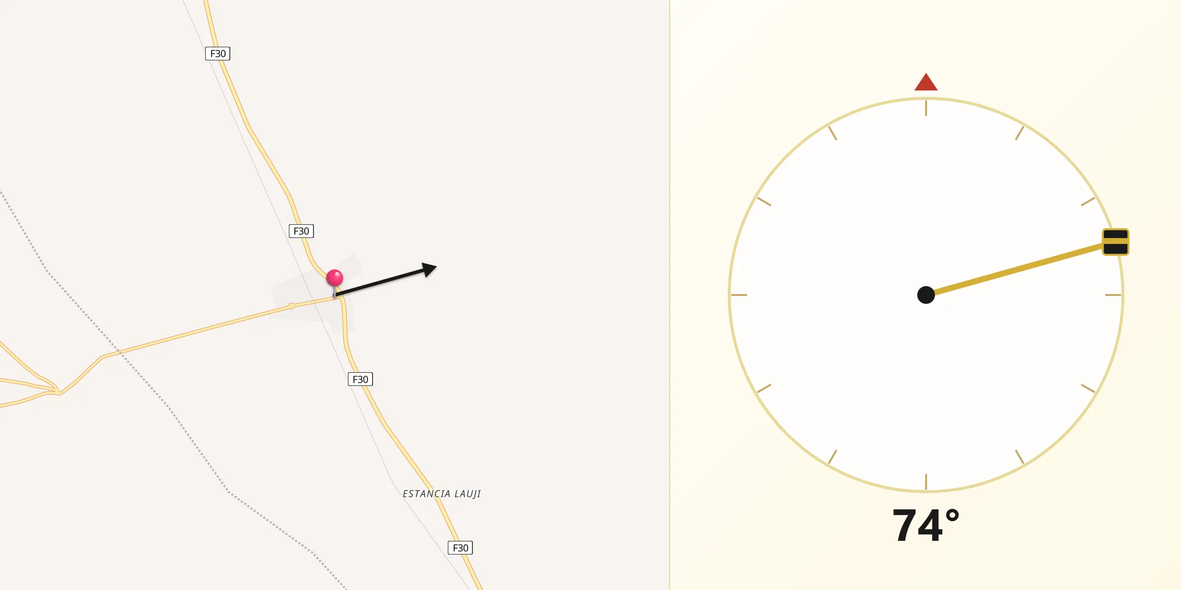 Dirección de la Qibla desde Colchani