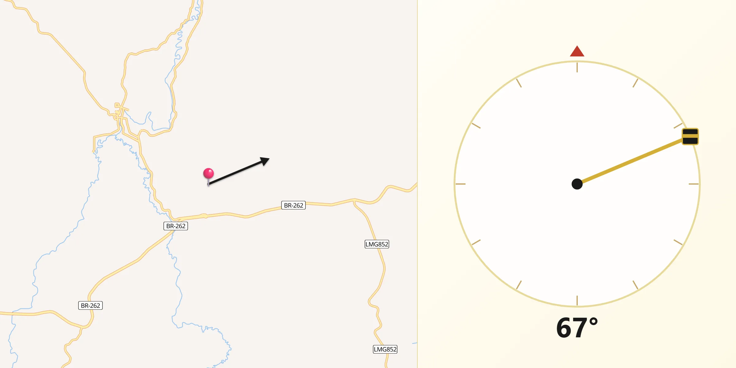 Direção da Qibla a partir de Matipó