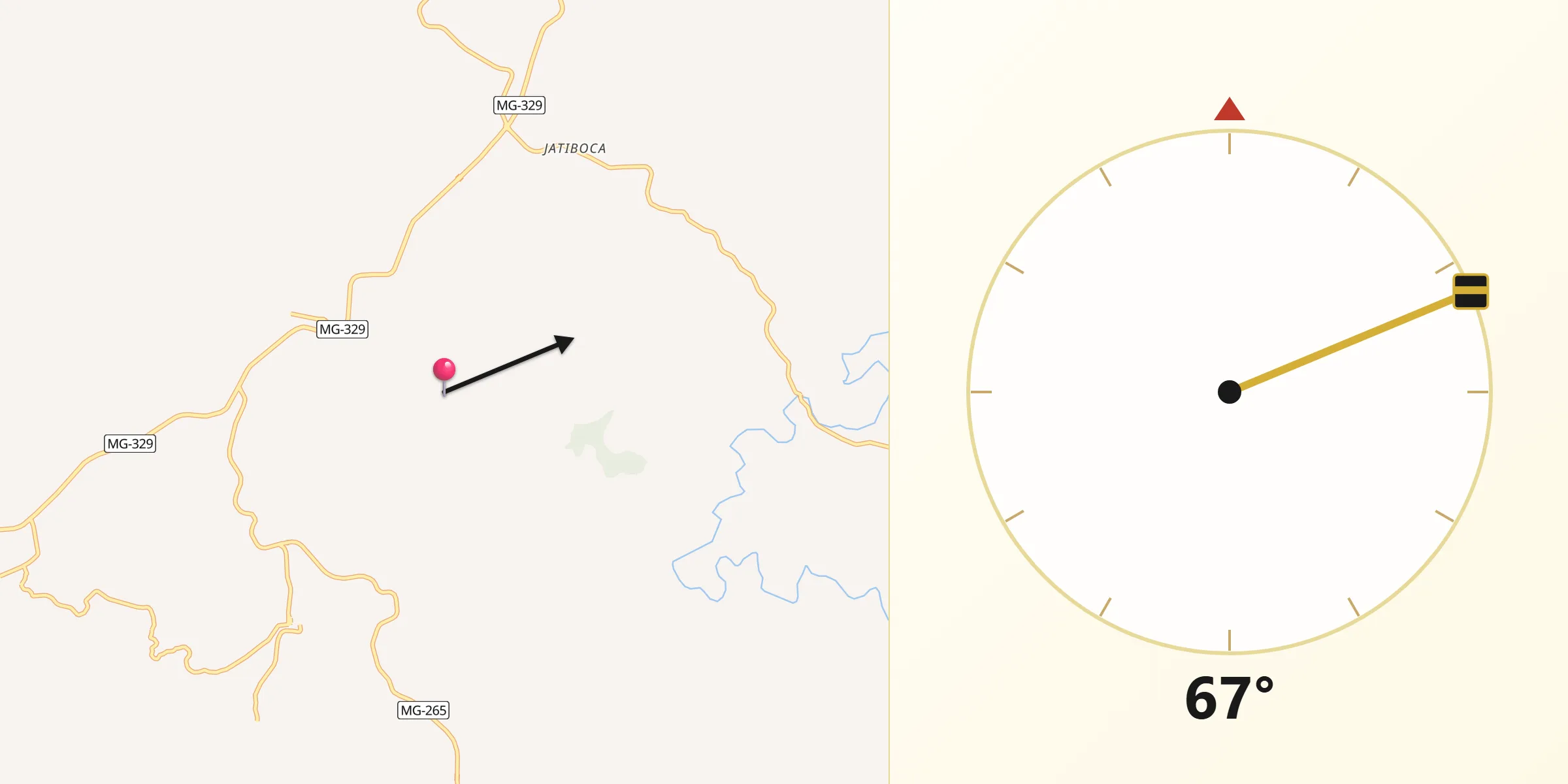 Direção da Qibla a partir de Urucânia
