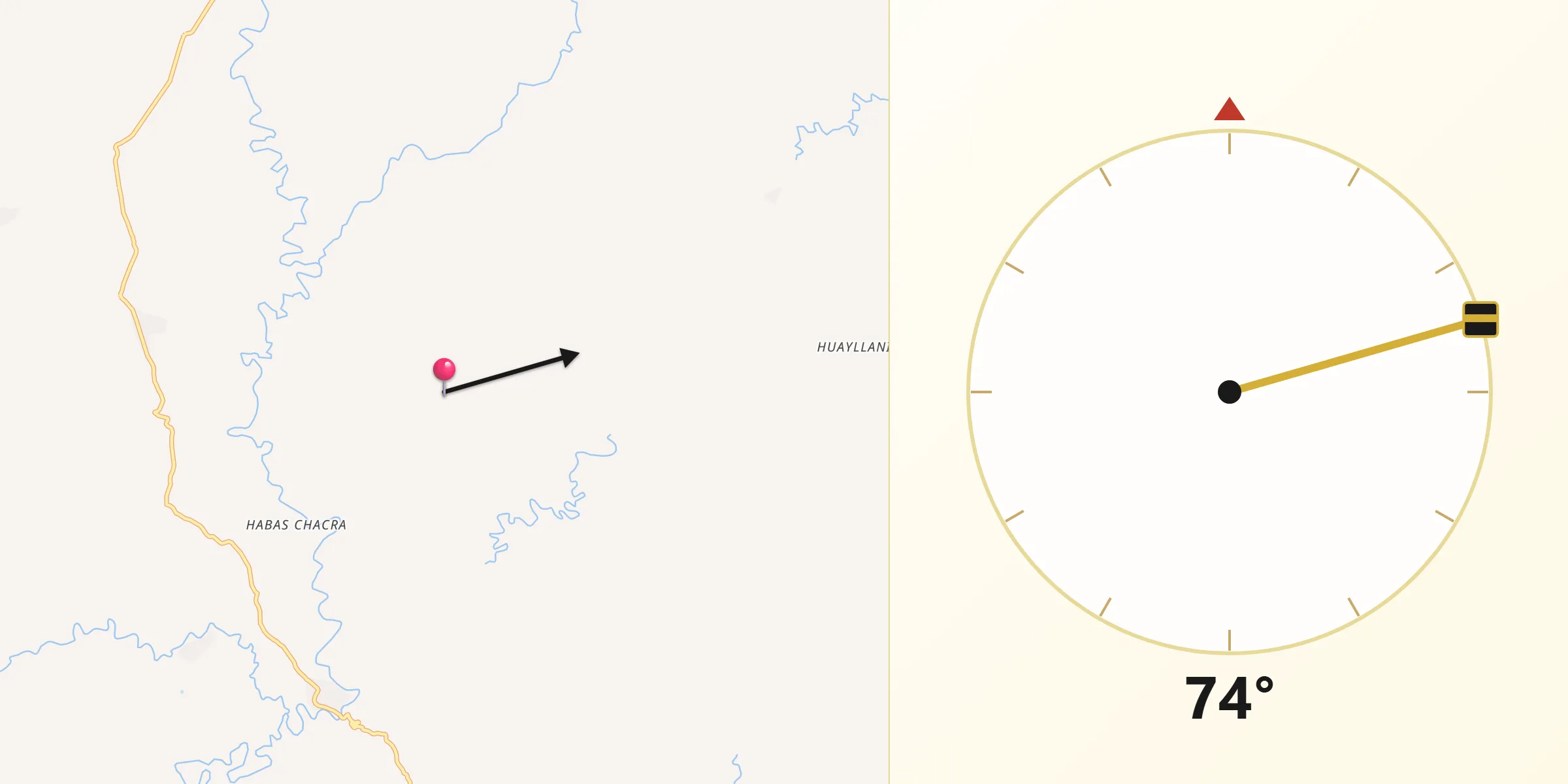 Dirección de la Qibla desde Provincia Nor Cinti