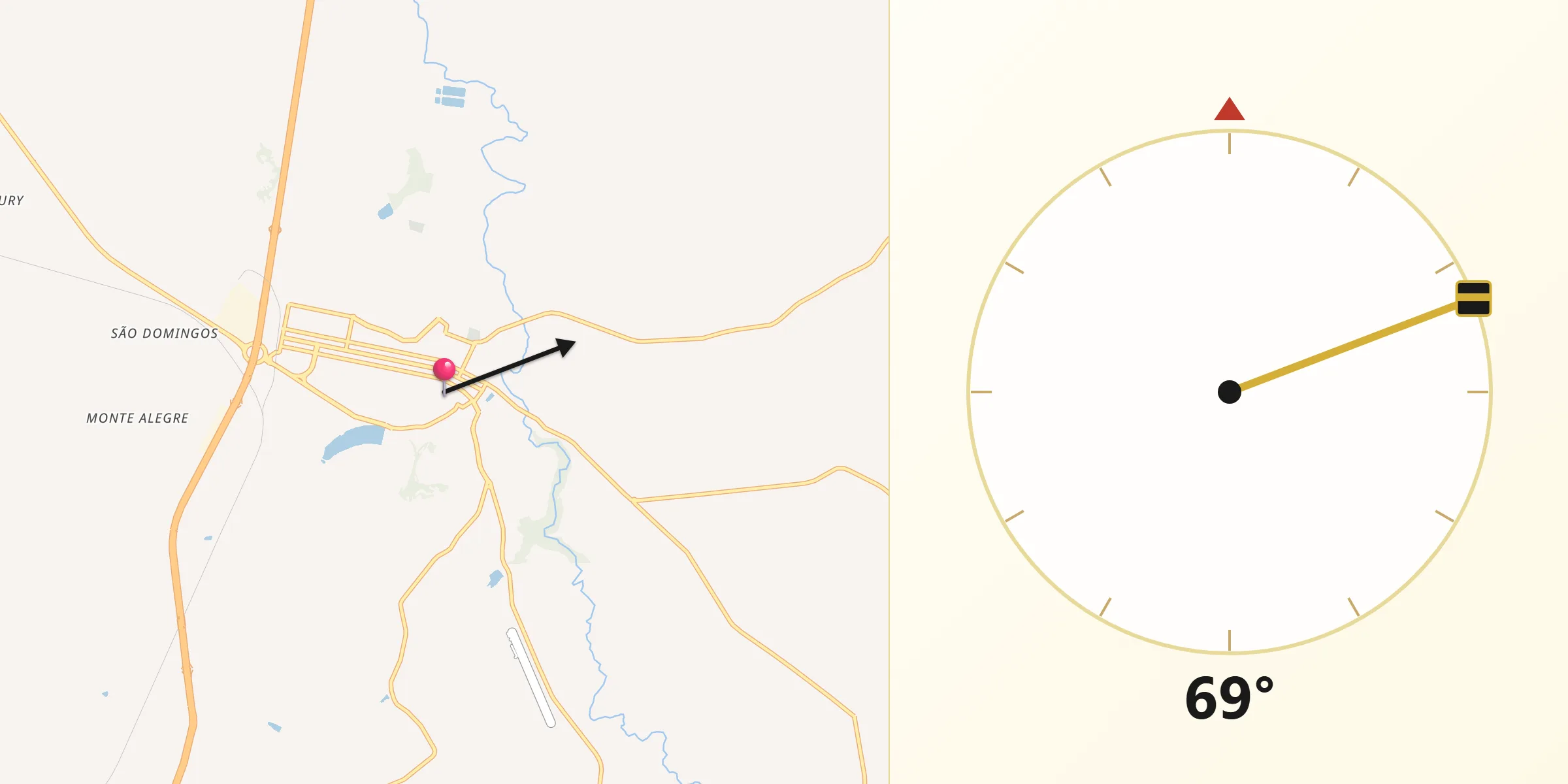 Direção da Qibla a partir de Ituverava